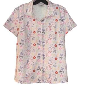 Fruits Basket Zodiac Icons Girls Sm Woven Button-Up Shirt top Novelty Print